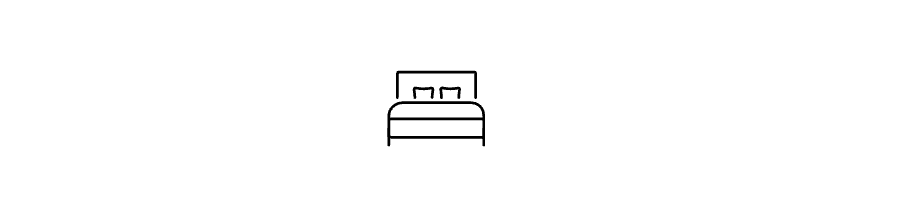 Line drawing of a bed with two pillows.