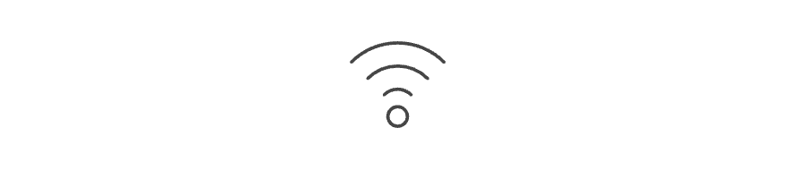Wi-Fi signal icon with radiating waves.